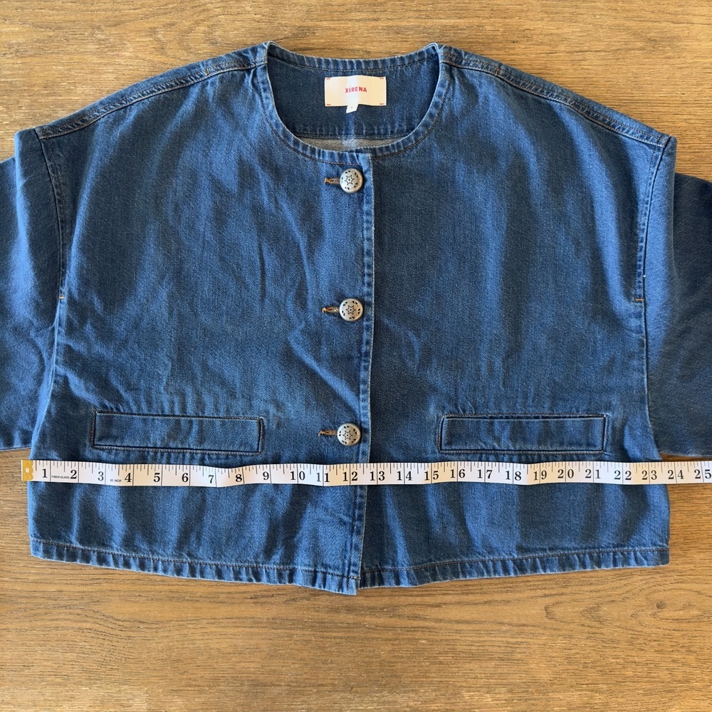 Xirena Paley Cropped Denim Boxy Oversized Jacket-Blue Jay-Womens Sze S-NWOT $345 - Picture 10 of 16
